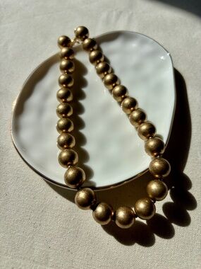 Chunky Gold Beaded Necklace Statement Vintage Style Adjustable